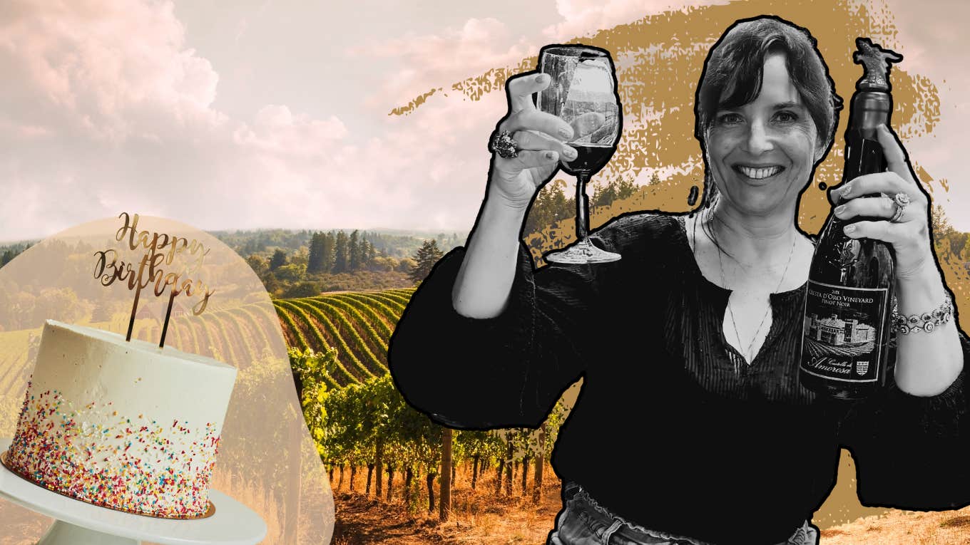 How To Come To Terms With The Shame Of Getting Older As A Woman & Find The Beauty and Joy Author celebrating with a glass of wine