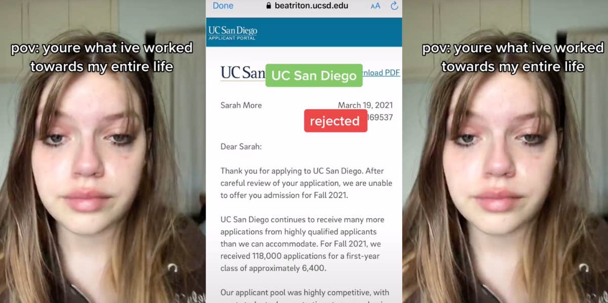 'Gifted' Student Explains Why She Was Rejected From All California Universities TikToker, college rejection