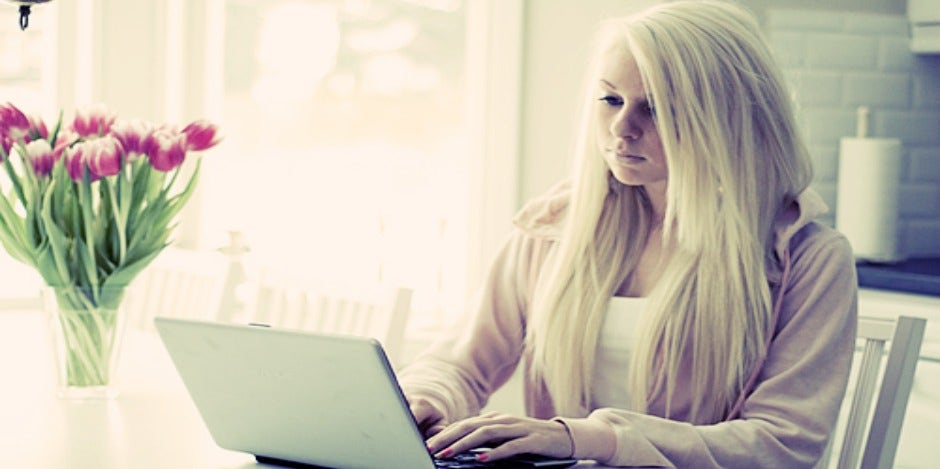 girl using computer