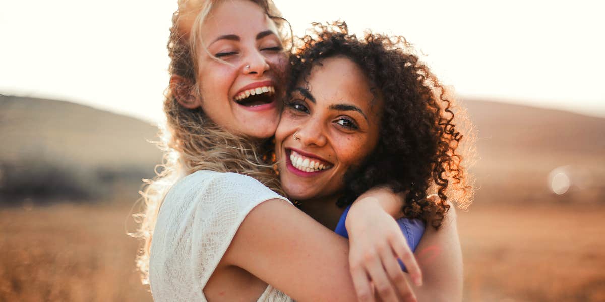 female friends hugging