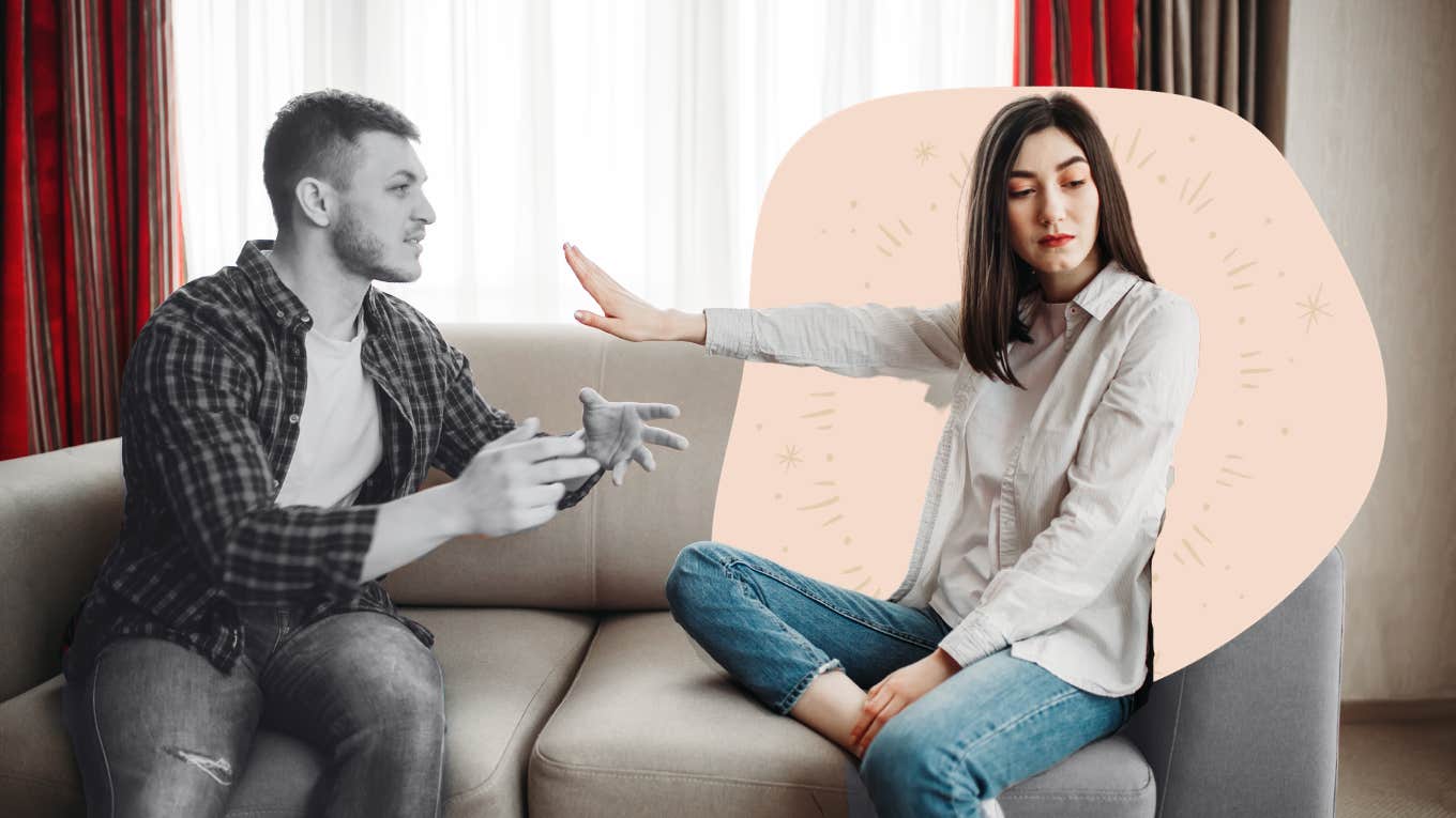 Woman taking a moment from her boyfriend to figure out if the relationship is worth it