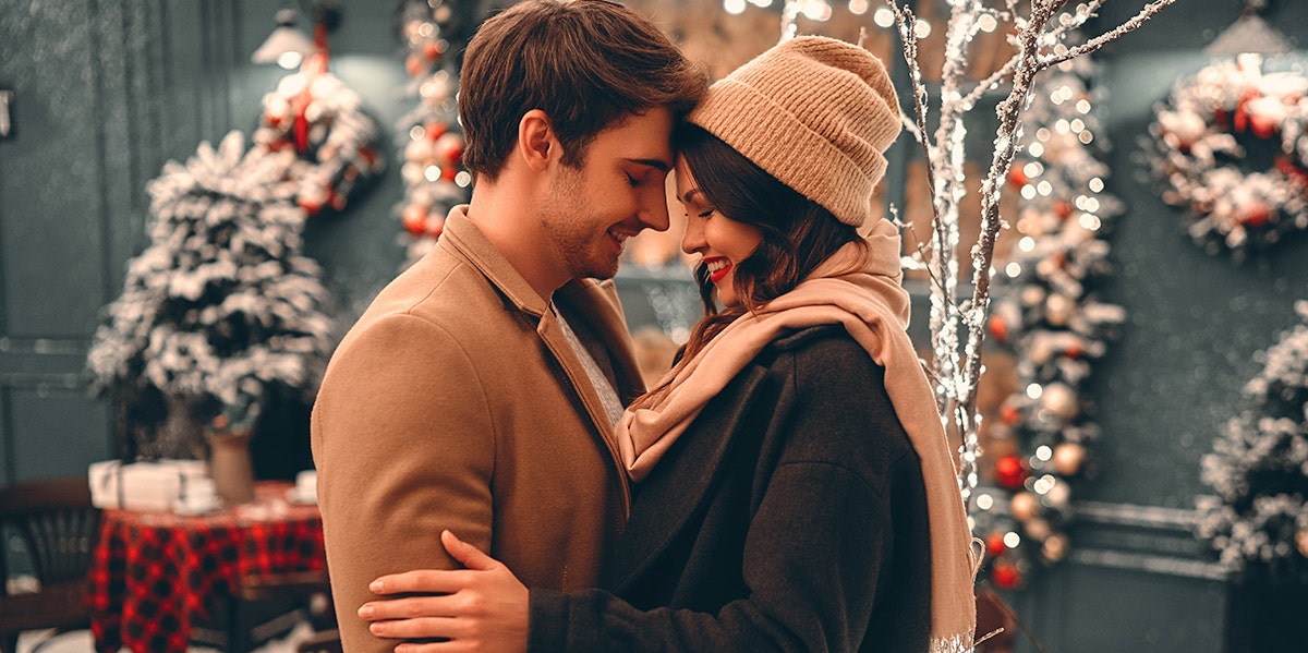 couple embracing holidays