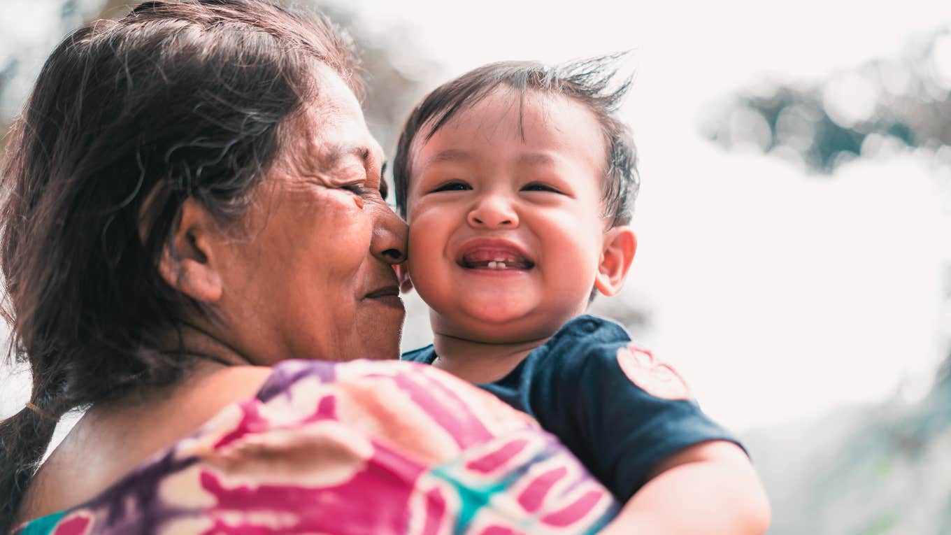 grandma hugging grandson