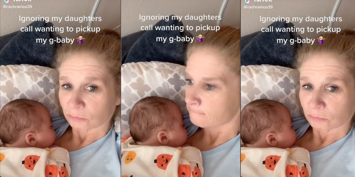 Grandma Jokes That She Ignores Her Daughter's Calls So She Can Keep Babysitting Her Newborn Grandchild— Gets Called Out For Making The New Mom Worry grandma ignores daughter's calls babysitting grandson