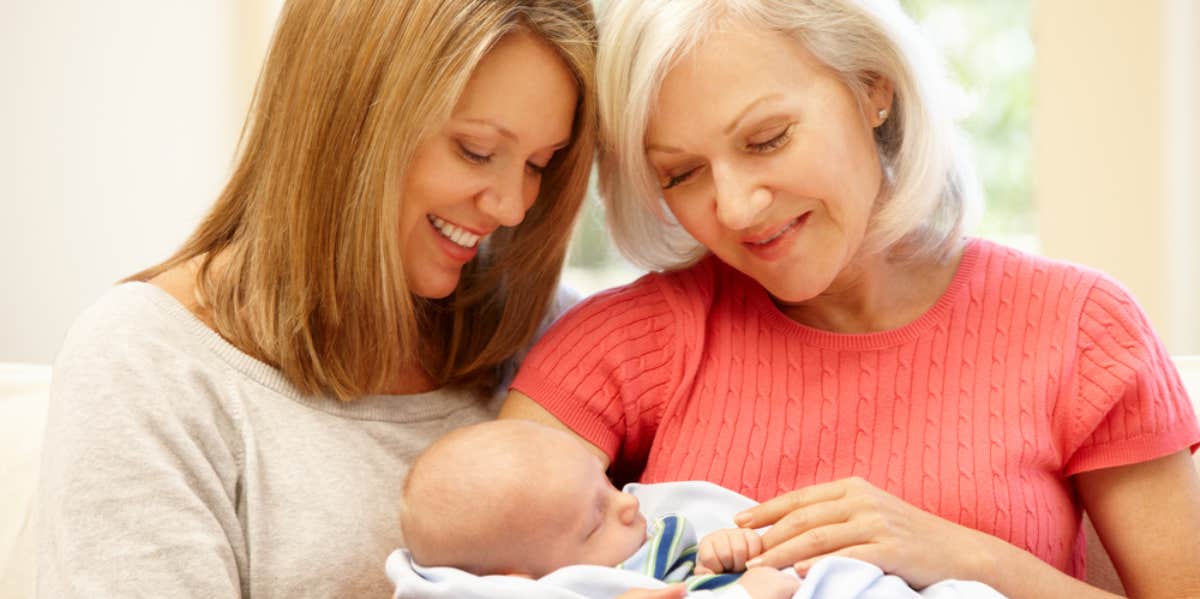 grandmother, baby, mother