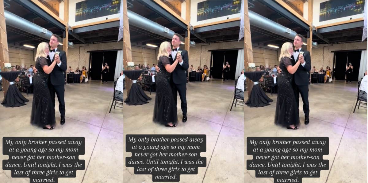 groom dancing with his mother-in-law at wedding