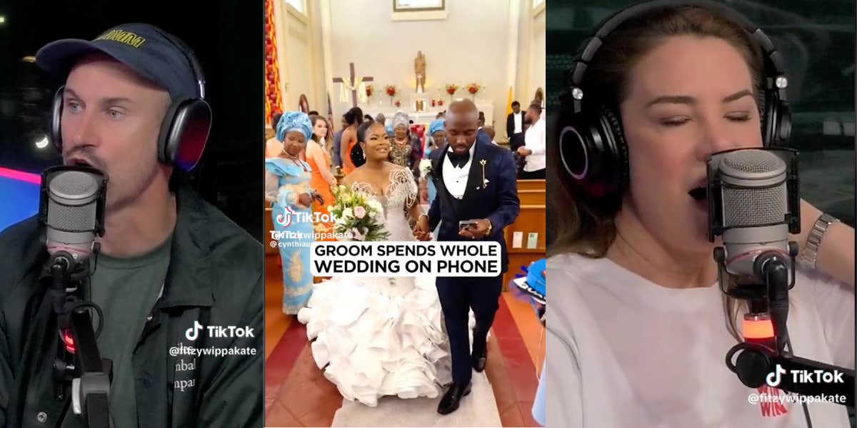 radio hosts, bride and groom 