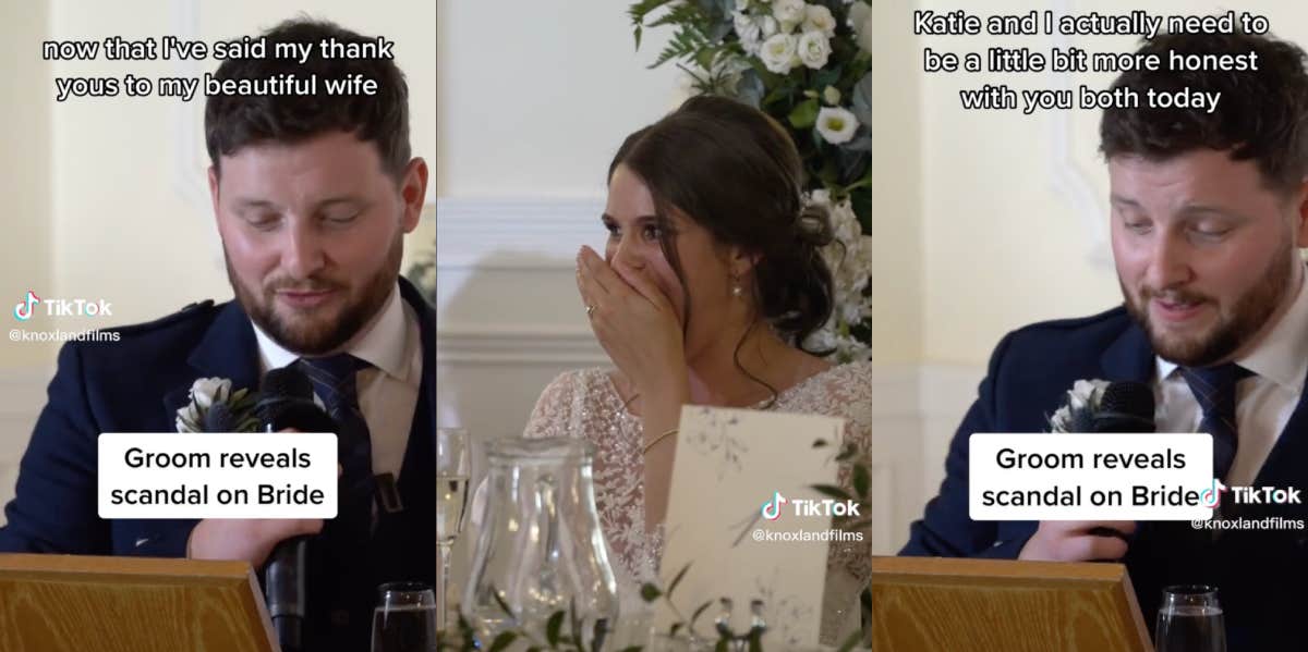 Groom Stirs Debate After Exposing Bride's 'Scandal' During Wedding Toast Ian Young, Katie