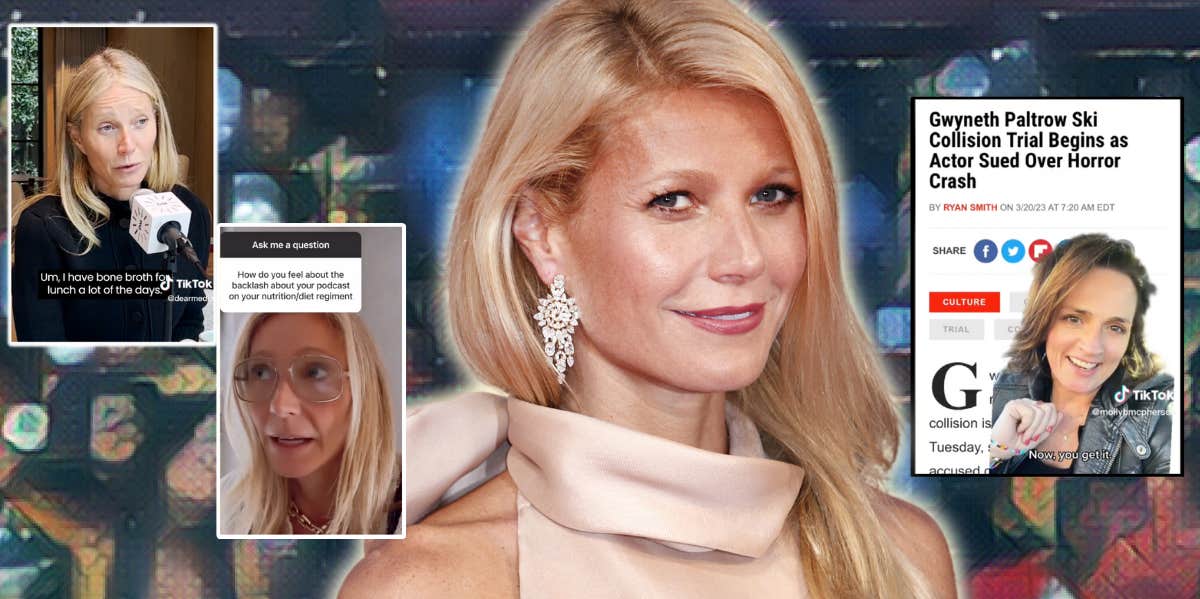 Gwyneth Paltrow, screenshots from her recent social media uproars, and TikToker Molly McPherson