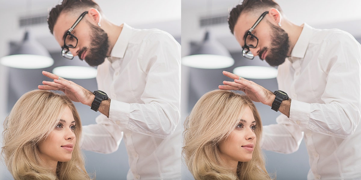 hairdresser doing woman's hair