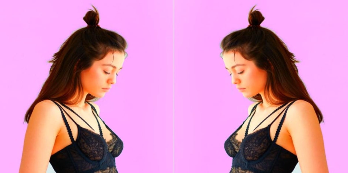 woman with half up half down bun
