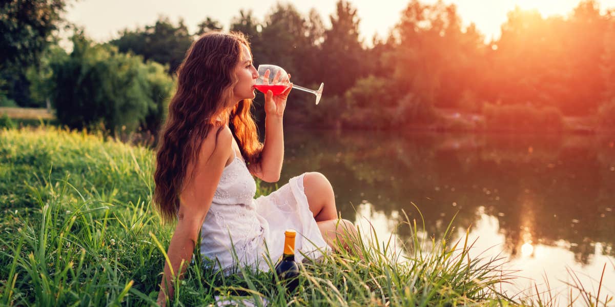 woman drinking wine