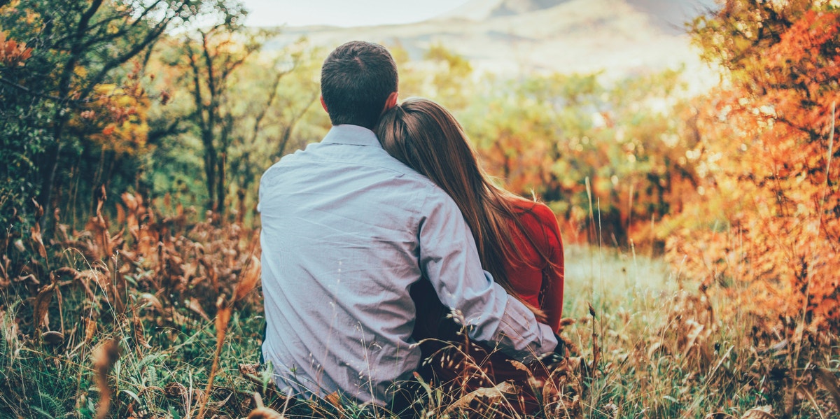 woman and man in forest