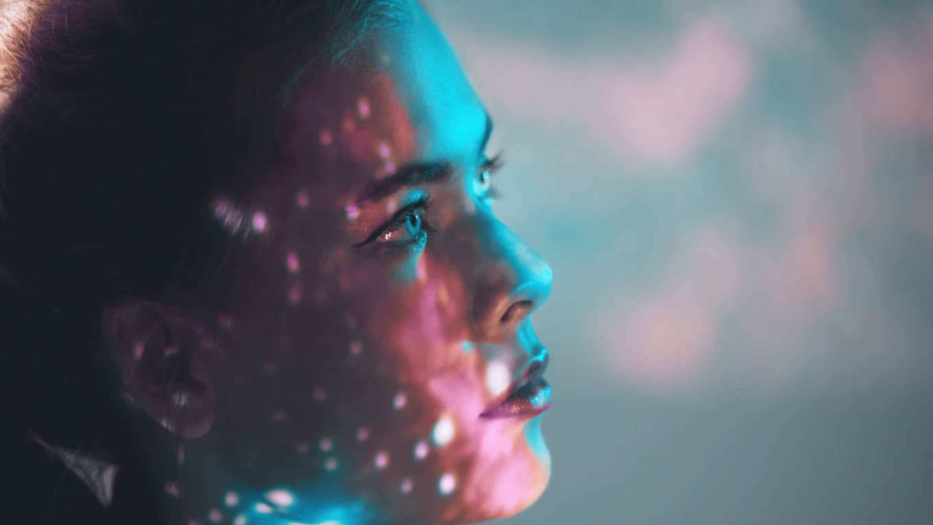 I Have Died Every Night Ever Since I Was A Child woman with lights on her face
