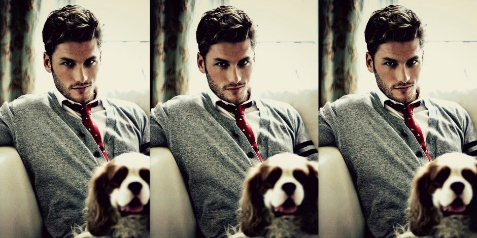 hot guy with a dog