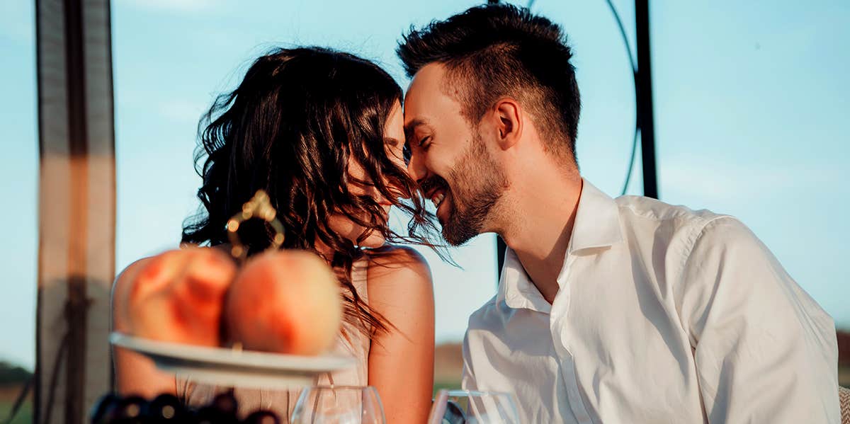 smiling couple on date