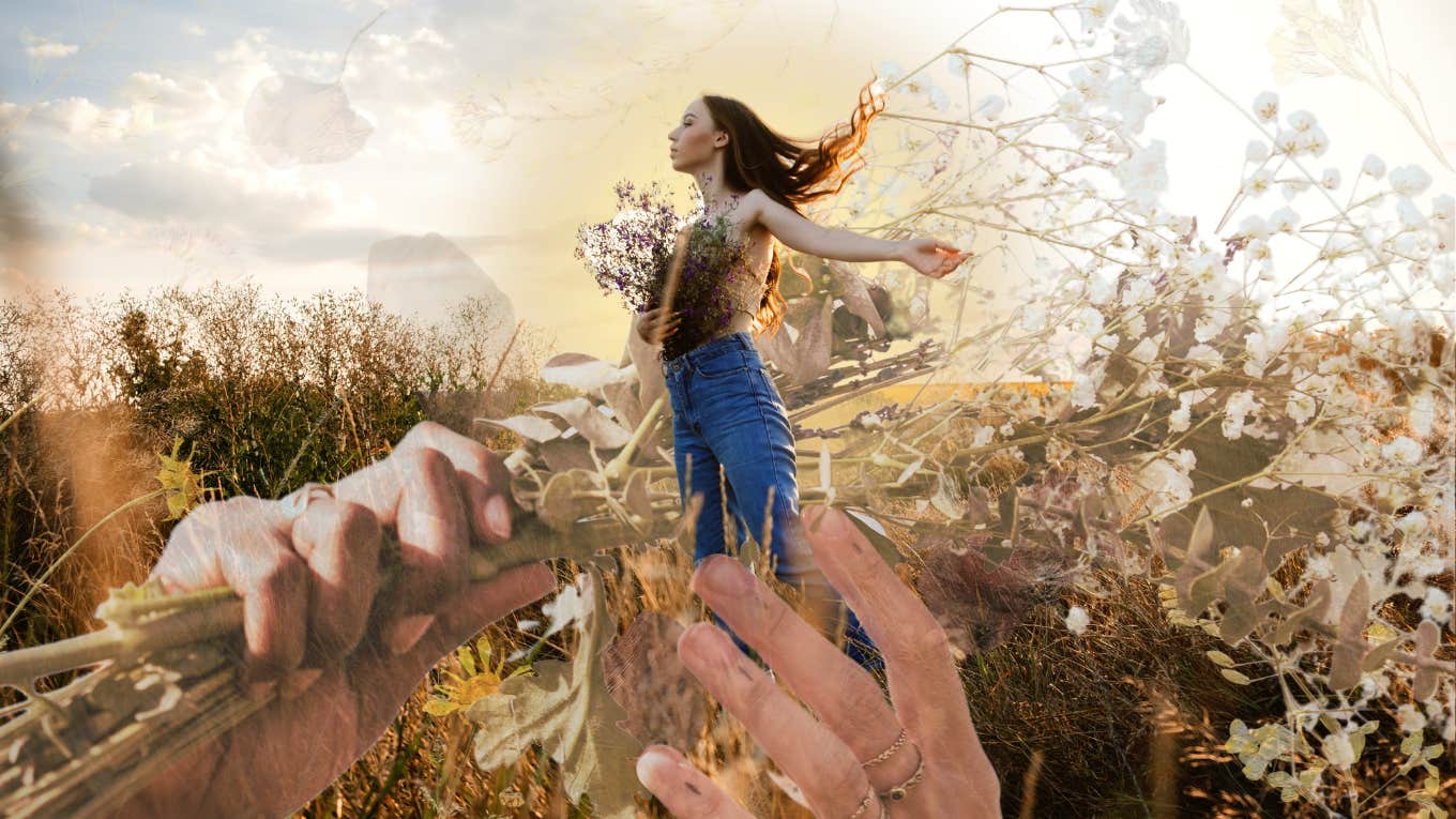 Ways To Heal Your Deepest Self And Savor The Transformation Woman collecting flowers while healing herself
