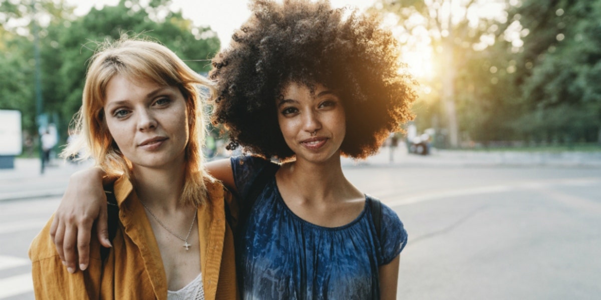 two women smiling