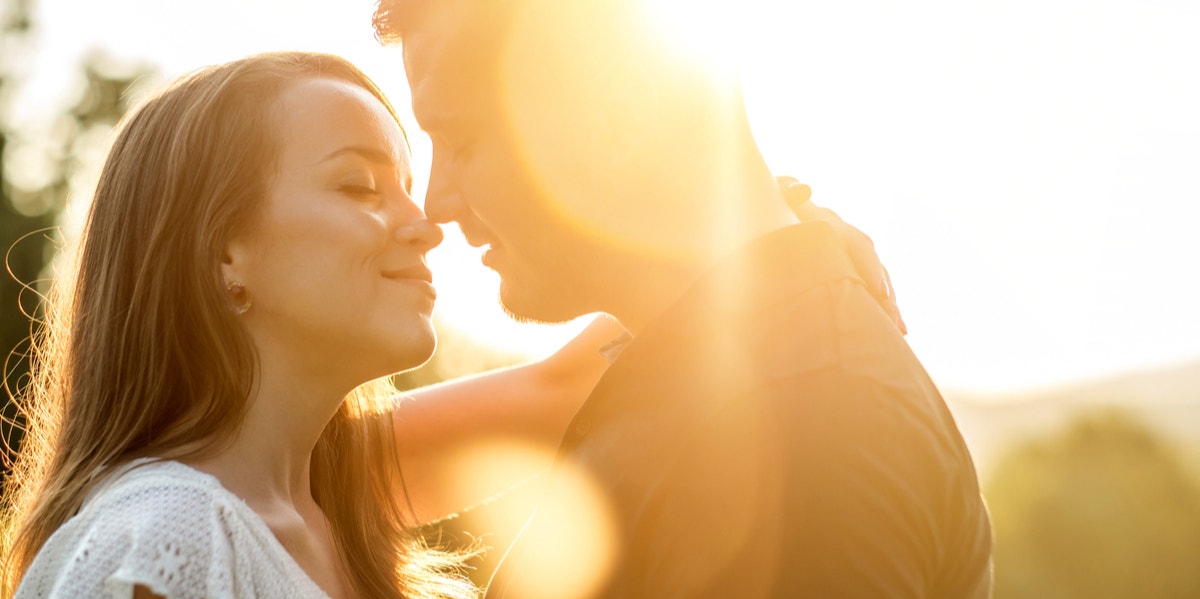 happy couple in sunlight