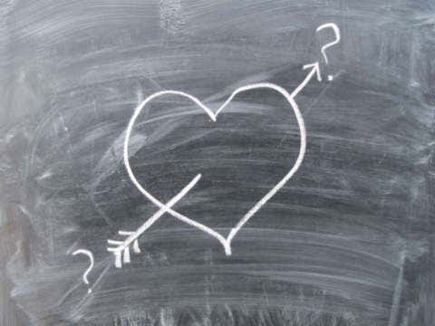 heart on a blackboard