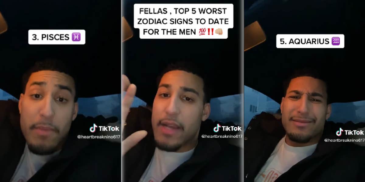 Man Shares His 5 Worst Zodiac Signs For Men To Date Man giving relationship advice TikTok