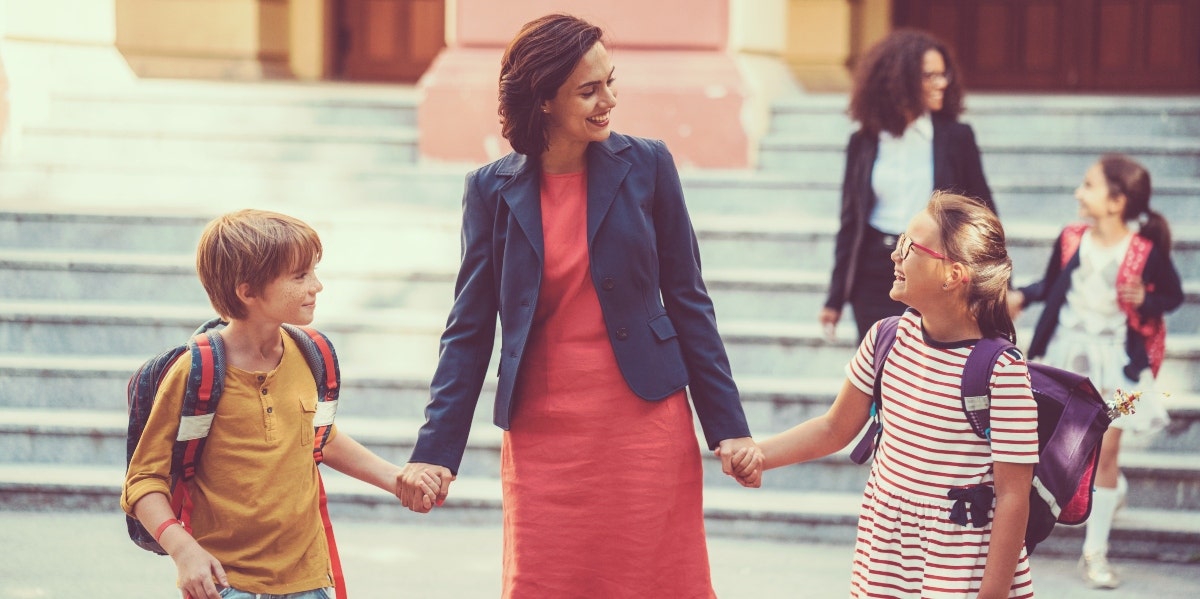 mother helping children with school anxiety 