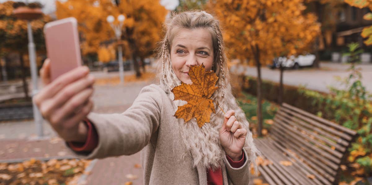 woman taking selfie