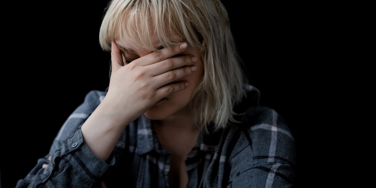 Heroin Is The Worst Thing To Ever Happen To Me sad woman covering face