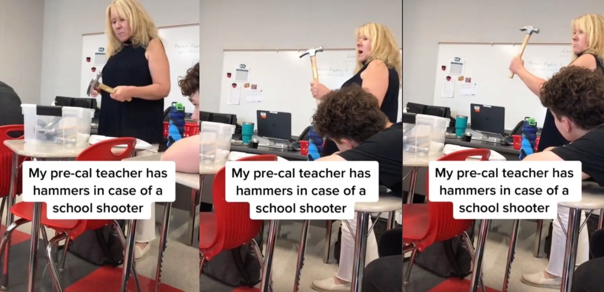 Teacher Arms Students With Hammers In Class In Case Of School Shooting & Gives Instructions On How To Use Them Teacher Arms Students With Hammers In Class In Case Of School Shooting & Gives Instructions On How To Use Them