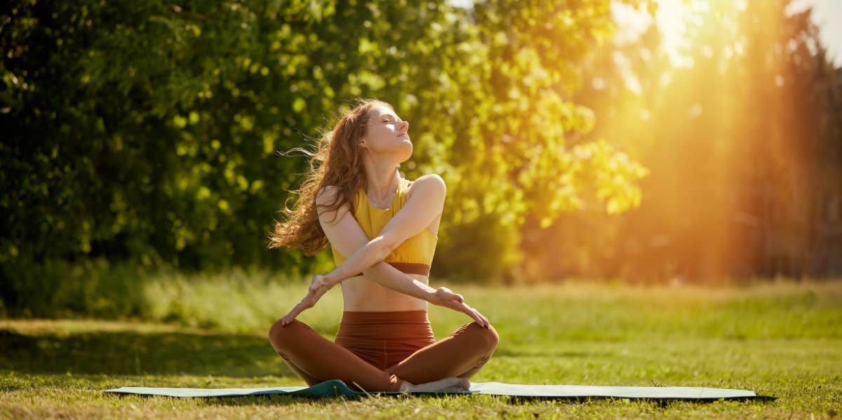 woman doing yoga