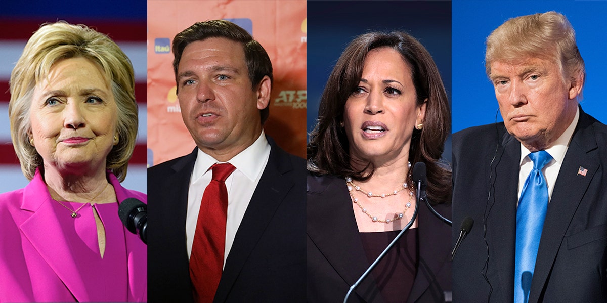 hillary clinton ron desantis kamala harris donald trump