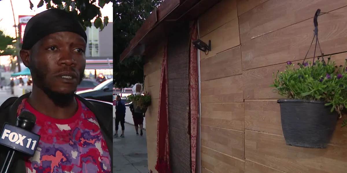 Homeless man build house in Hollywood