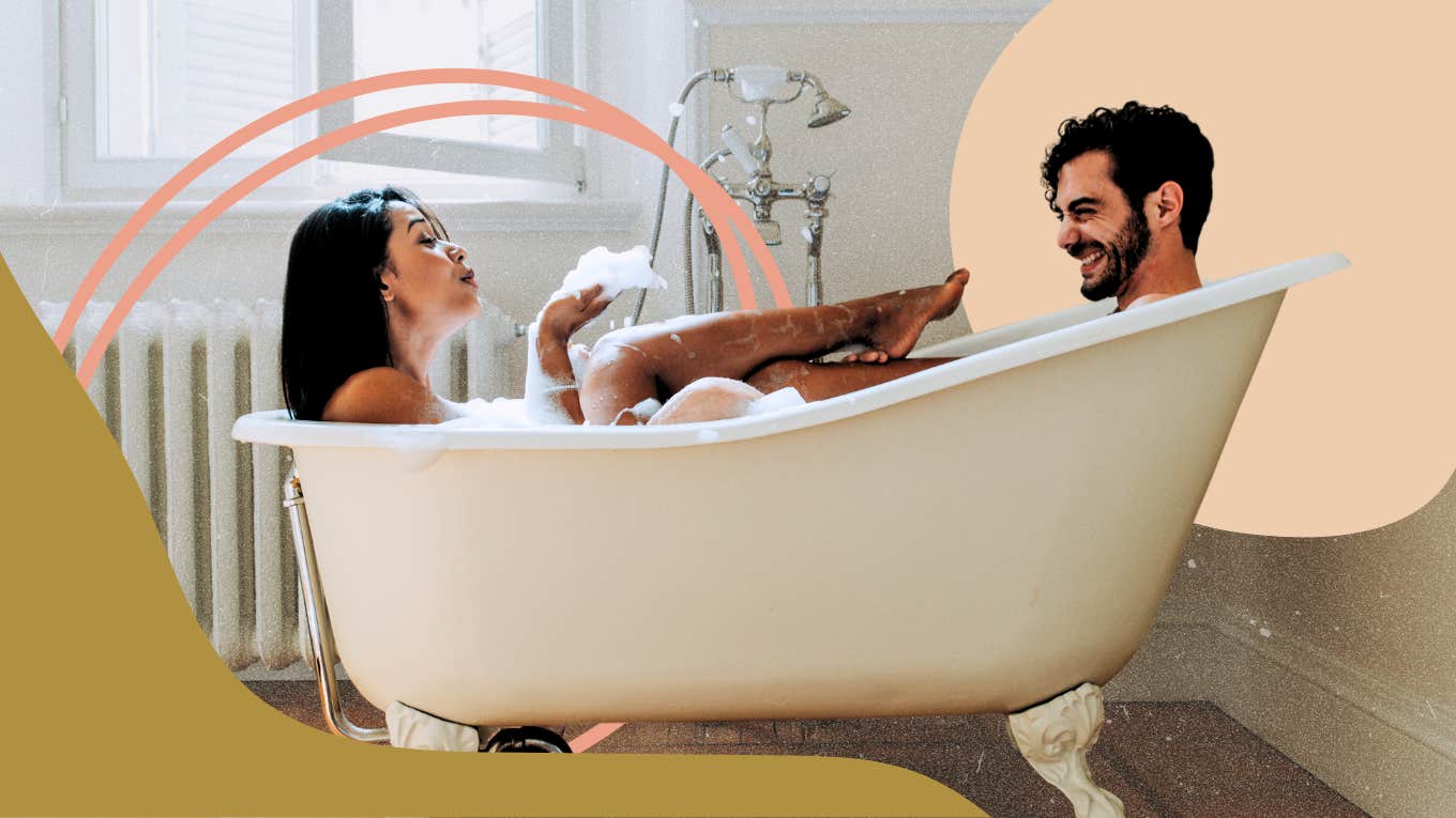 Couple in a bubble bath 