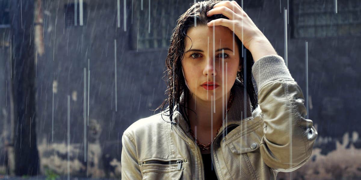 woman in the rain