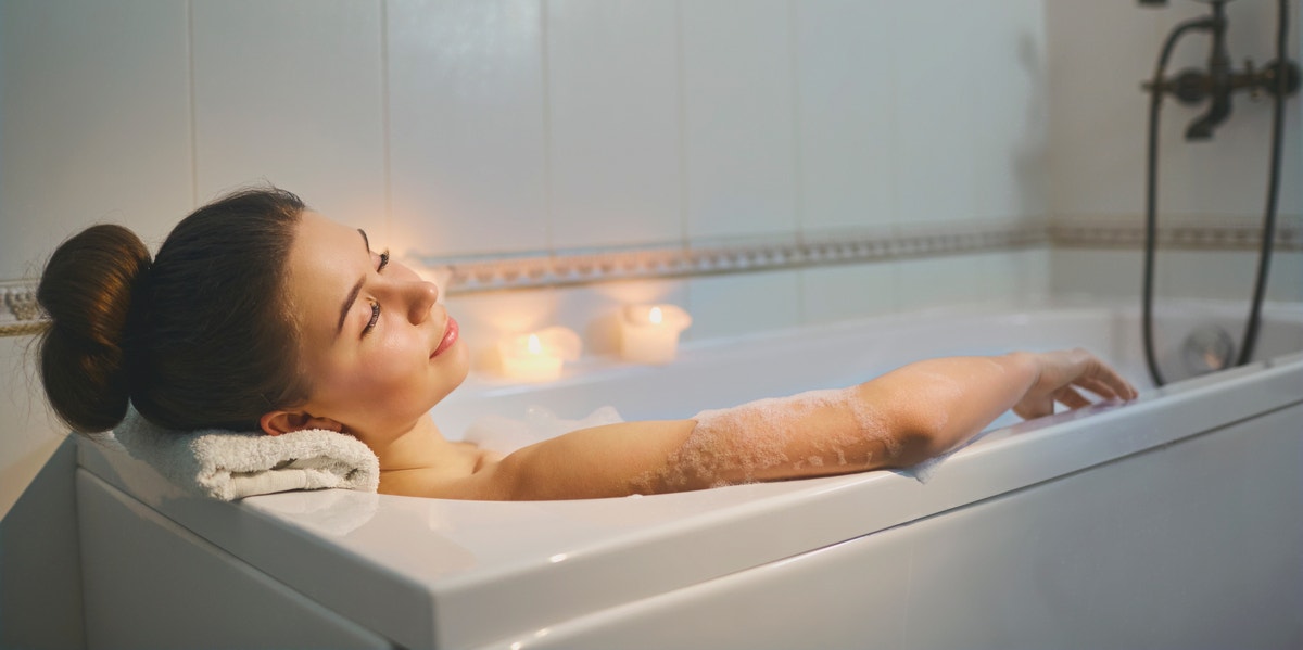 woman taking bath