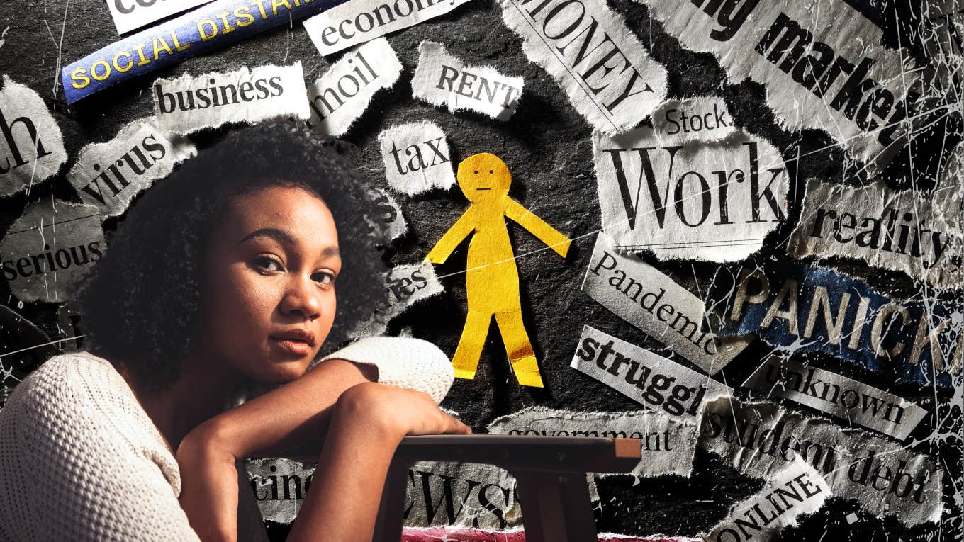 The Sneaky Ways Anxiety & Depression Erode Relationships (Without You Even Realizing) Woman surrounded by her overwhelming thoughts