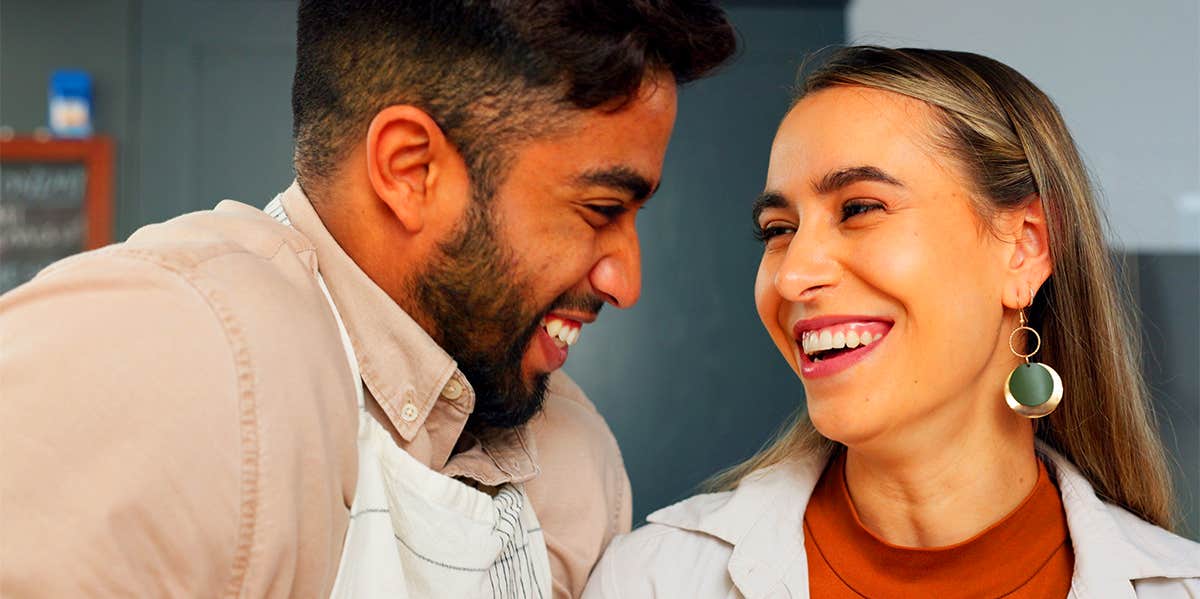 couple laughing together