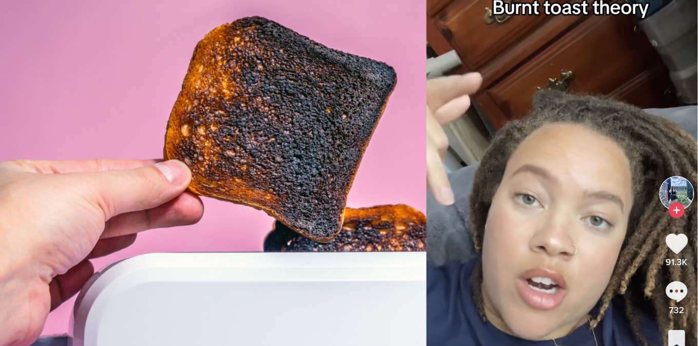 Woman Explains How The Burnt Toast Theory Helps People Alleviate Symptoms Of Anxiety theory, burnt toast theory, tiktok, anxiety