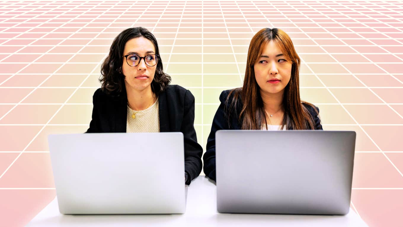 Ways To Deal With Your Haters Two women sitting at desks, tangible tension