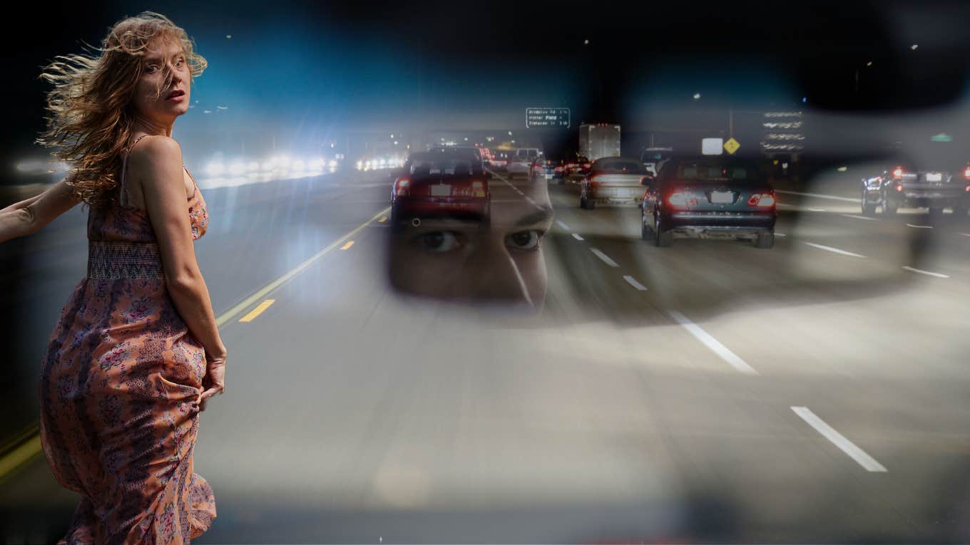 How I Narrowly Escaped From An Uber Driver Who Tried To Kidnap Me Woman running on the highway exit away from her uber driver