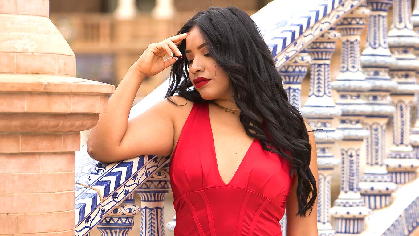 girl in red dress