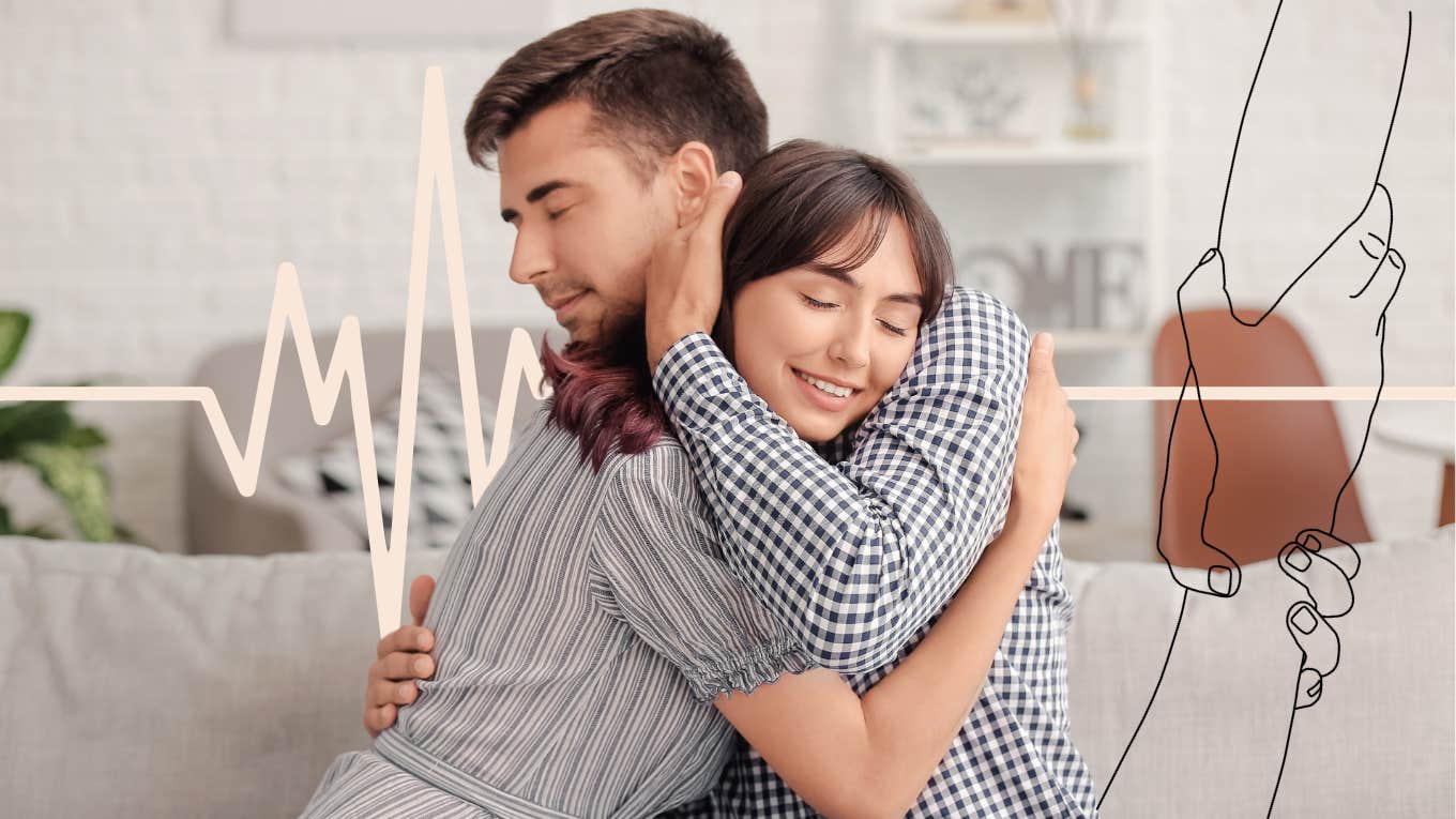 A Happy Marriage Can Save Your Life, According To Research Married couple embracing