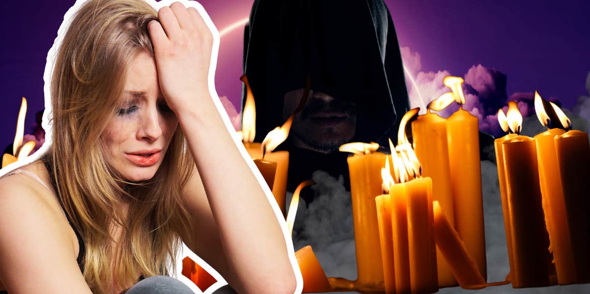 How I Survived A Horrifying Religious Cult sad woman sitting by candles