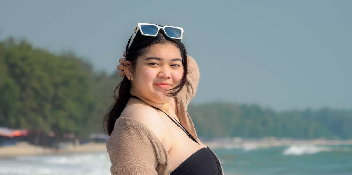 plus size woman at beach