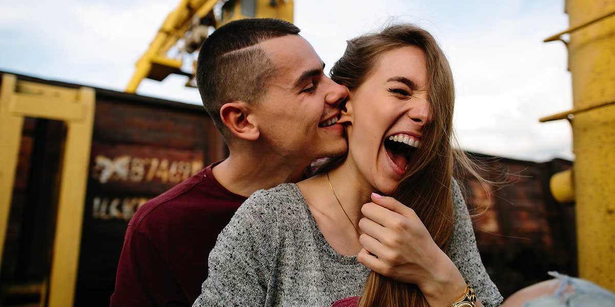 playful couple laughing