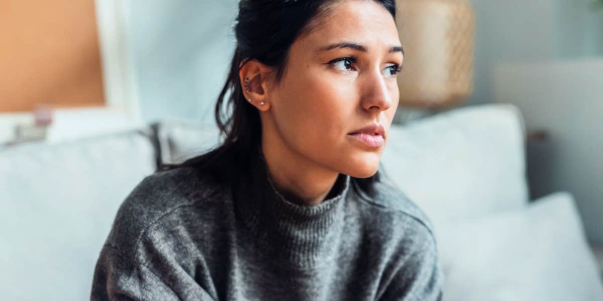 Lying in therapy anxious woman