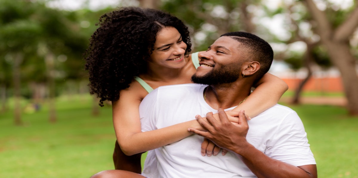 Gemini woman with boyfriend in park