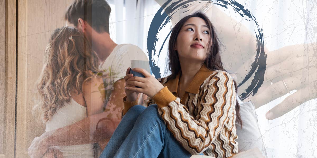 Woman blissfully enjoying coffee