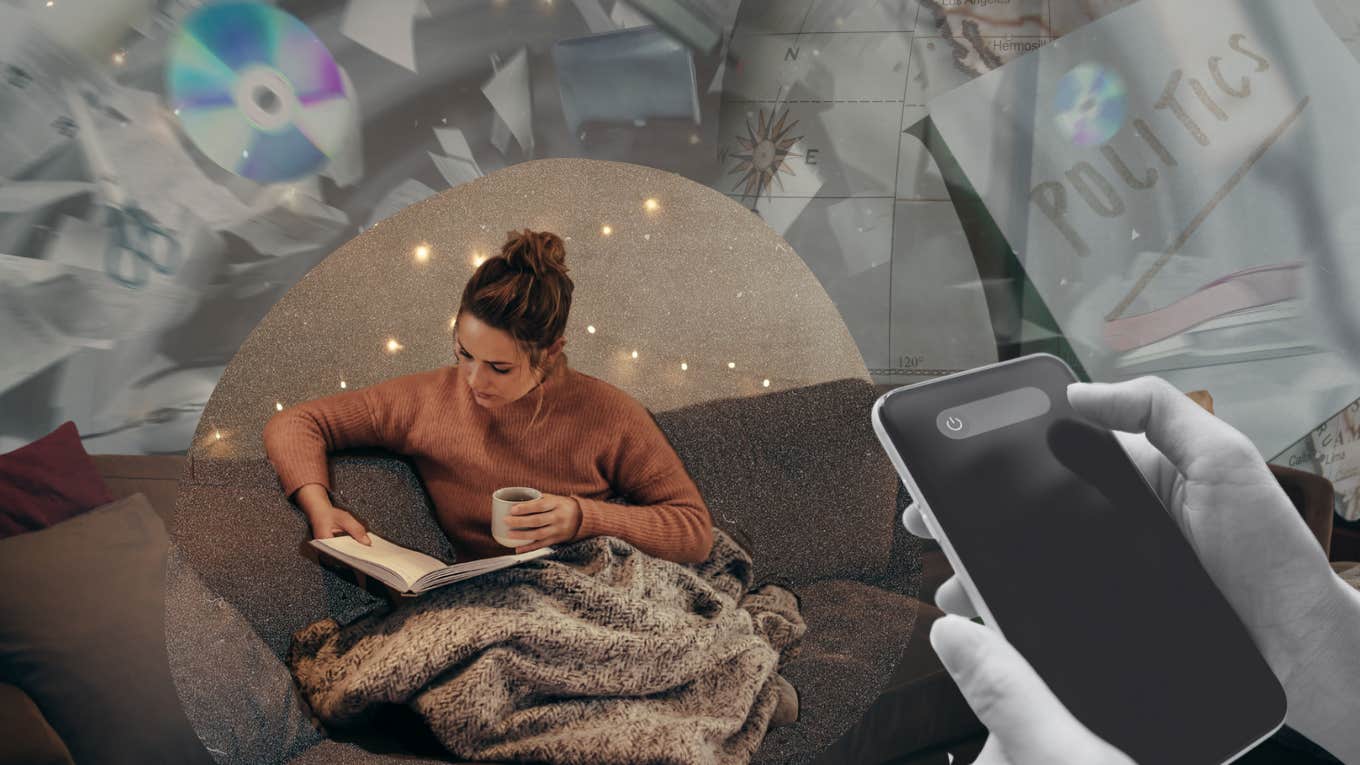 Ways To Create Peace In Your Life When The World Is Pure Chaos Woman turning off cellphone and stressful distractions