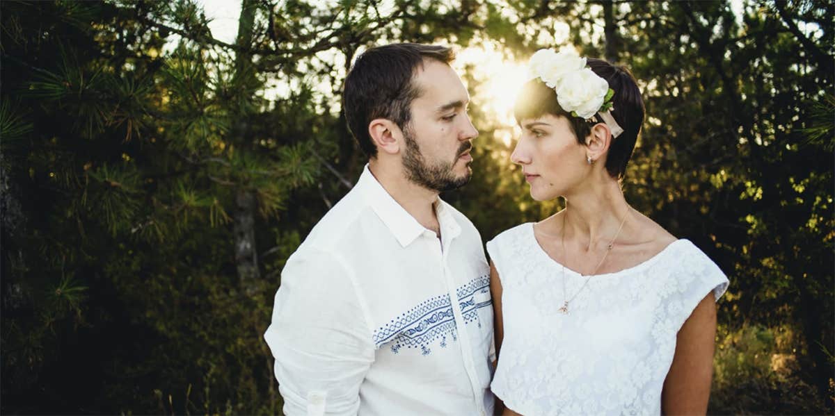 man and woman romantic photo